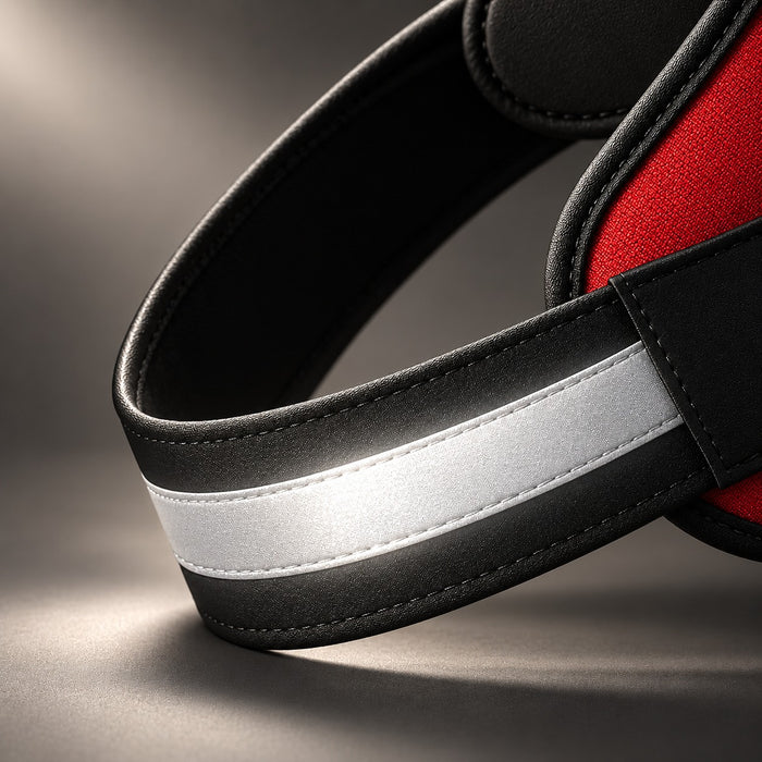 Light reflecting from the harness chest strip